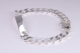 Gents Heavy Diamond cut Curb Link Bracelet, Made from solid Sterling Silver, 8.50 Inches Long and 8 mm Wide, British Hallmarked