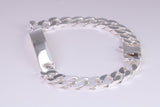 Gents Heavy Diamond cut Curb Link Bracelet, Made from solid Sterling Silver, 8.50 Inches Long and 8 mm Wide, British Hallmarked