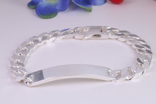 Gents Heavy Diamond cut Curb Link Bracelet, Made from solid Sterling Silver, 8.50 Inches Long and 8 mm Wide, British Hallmarked