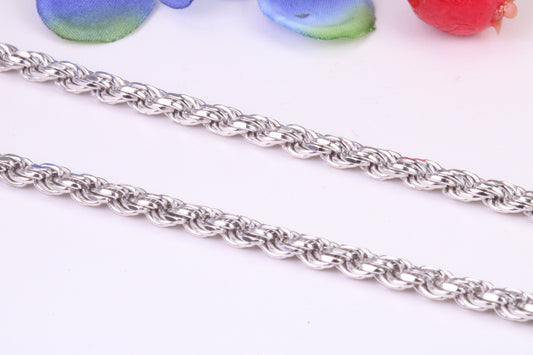Gents heavy 22 inch Chain, Twisted Rope Chain, made from solid Sterling Silver, 22 Inches Long x 3 mm wide, British Hallmarked