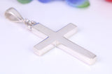 Very Large 65 mm Long Chunky Cross, High Polished Finish, Made From Solid Cast Silver, Optional Silver Chain Included, British Hallmarked