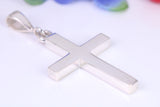 Very Large 65 mm Long Chunky Cross, High Polished Finish, Made From Solid Cast Silver, Optional Silver Chain Included, British Hallmarked