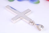 Very Large 65 mm Long Chunky Cross, High Polished Finish, Made From Solid Cast Silver, Optional Silver Chain Included, British Hallmarked