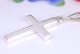 Very Large 65 mm Long Chunky Cross, High Polished Finish, Made From Solid Cast Silver, Optional Silver Chain Included, British Hallmarked