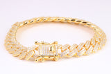 Gents Heavy Curb Link Bracelet, Made from solid Sterling Silver, 8.50 Inches Long and 9 mm Wide, British Hallmarked, 18ct Gold Plated