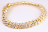 Gents Heavy Curb Link Bracelet, Made from solid Sterling Silver, 8.50 Inches Long and 9 mm Wide, British Hallmarked, 18ct Gold Plated