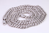 Gents heavy 26 inch Chain, Flat Diamond cut Curb Links, made from solid Sterling Silver, 26 Inches Long x 6 mm wide, British Hallmarked