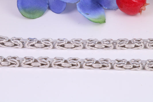 Gents heavy 22 inch Chain, Flat Diamond cut Curb Links, made from solid Sterling Silver, 22 Inches Long x 3.50 mm wide, British Hallmarked