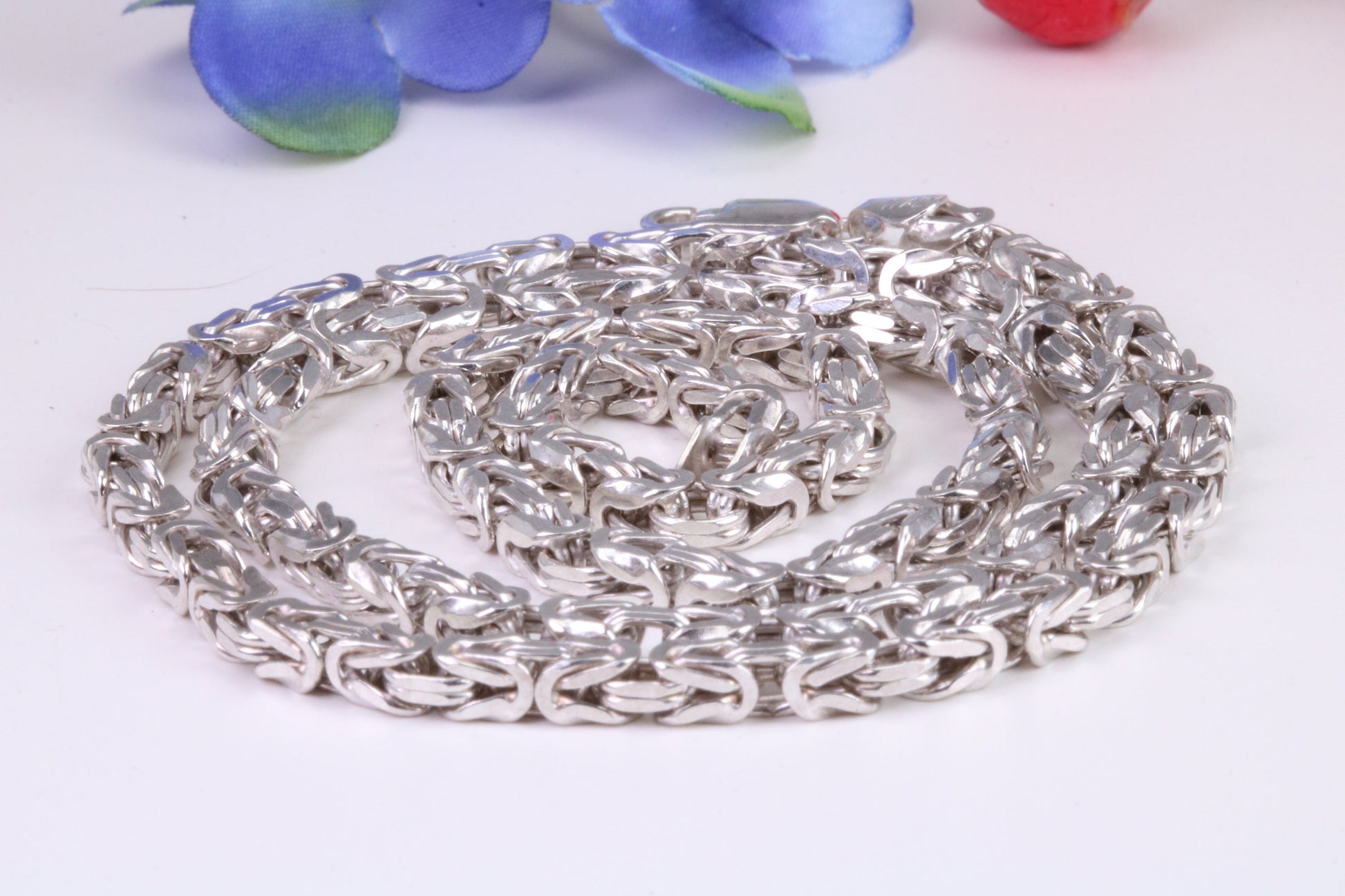 Gents heavy 22 inch Chain, Flat Diamond cut Curb Links, made from solid Sterling Silver, 22 Inches Long x 3.50 mm wide, British Hallmarked