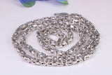 Gents heavy 22 inch Chain, Flat Diamond cut Curb Links, made from solid Sterling Silver, 22 Inches Long x 3.50 mm wide, British Hallmarked