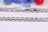Gents heavy 17 inch Chain, Flat Diamond cut Curb Links, made from solid Sterling Silver, 17 Inches Long x 5 mm wide, British Hallmarked