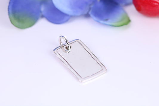 Name Tag Charm / Pendant, Made from Solid 925 Grade Sterling Silver, Complete with Attachment Link