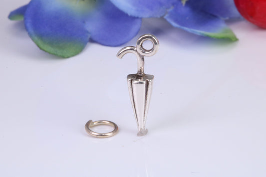 Umbrella Charm, Traditional Charm, Made from Solid 925 Grade Sterling Silver, Complete with Attachment Link