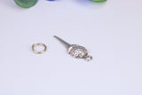 Golf Ball and Tee Charm, Traditional Charm, Made from Solid Cast 925 Grade Sterling Silver, Complete with Attachment Link