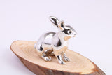 Rabbit Miniature Figurine, Made from Cast 925 Grade Sterling Silver with British Hallmark