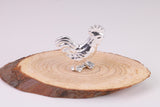 Large Standing Rooster Figurine, Made from Solid Cast 925 Grade Sterling Silver with British Hallmark