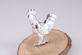 Large Standing Rooster Figurine, Made from Solid Cast 925 Grade Sterling Silver with British Hallmark