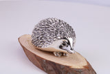 Small Hedgehog Miniature Figurine, 33 mm Long, Made from Cast 925 Grade Sterling Silver with British Hallmark