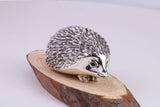 Hedgehog Miniature Figurine, 38 mm Long, Made from Cast 925 Grade Sterling Silver with British Hallmark