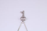 Natural Diamonds set Key Necklace, solid White Gold Pendant with 18 inch long Chain