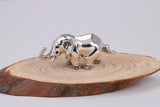 Elephant Miniature Figurine, Made from Cast 925 Grade Sterling Silver with British Hallmark