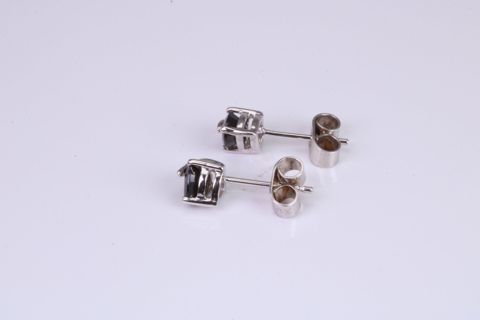 Real Black Diamond Stud Earrings Made from 9ct White Gold, Black Diamonds Measuring 5 mm Round
