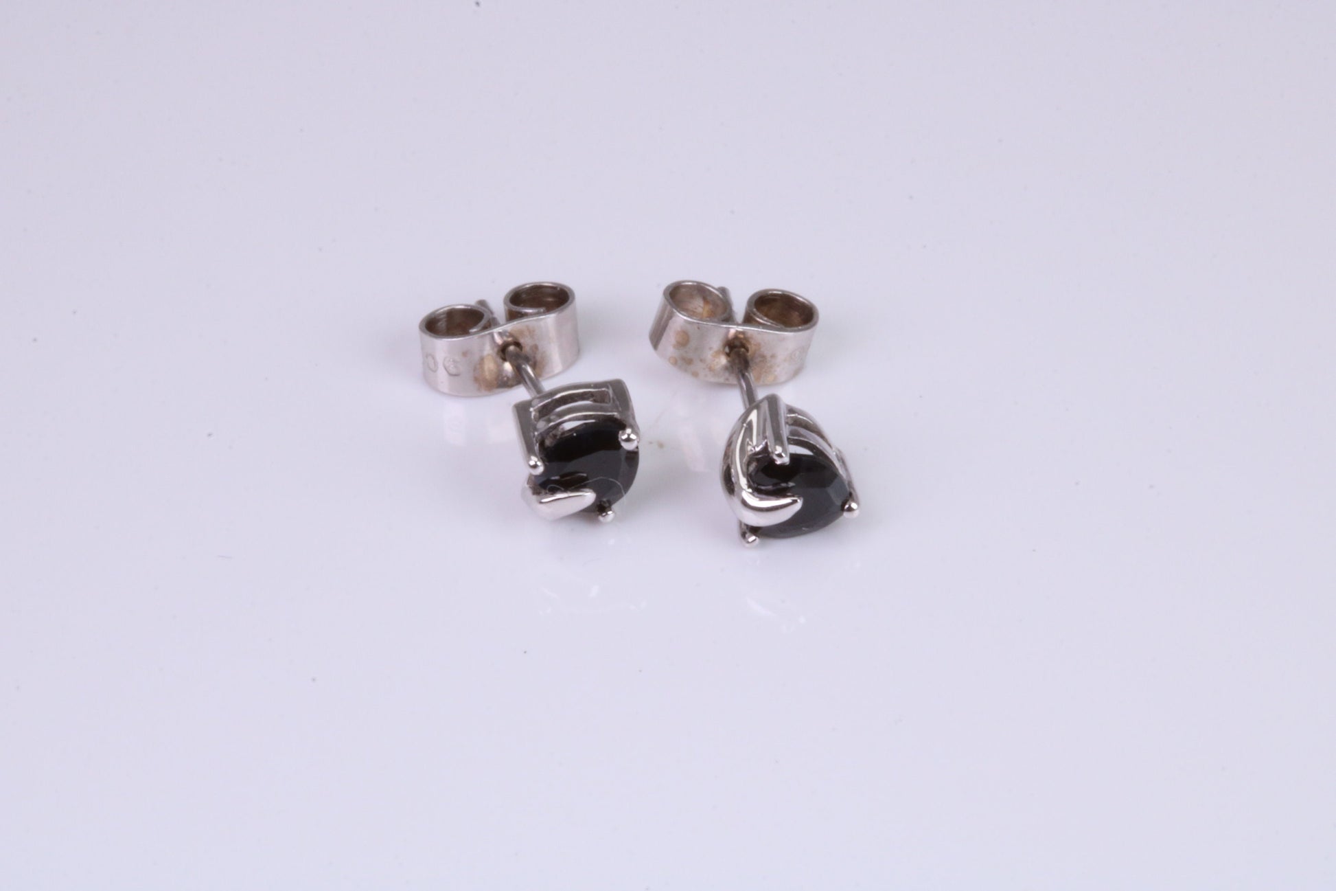 Real Black Diamond Stud Earrings Made from 9ct White Gold, Black Diamonds Measuring 5 mm Round