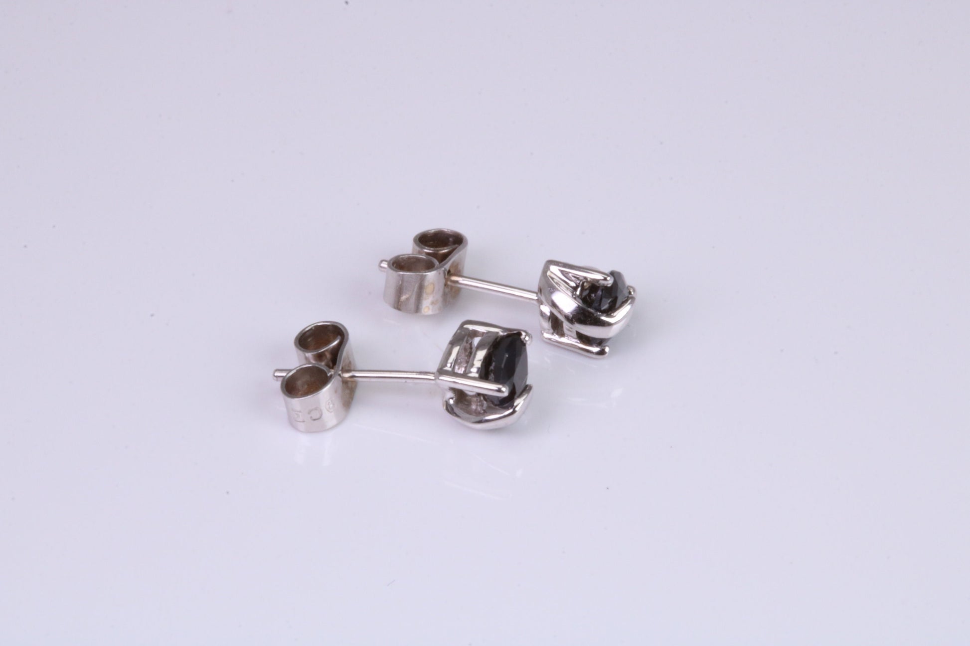 Real Black Diamond Stud Earrings Made from 9ct White Gold, Black Diamonds Measuring 5 mm Round
