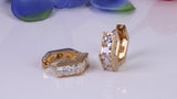 4 mm Wide Gold Hoop Earrings, C Z set and made from 9ct Yellow Gold, Diamond and Gold Look, British Hallmarked