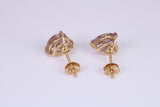 Amethyst and Diamond set Stud Earrings, Made from Solid 10ct Yellow Gold