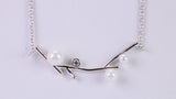 Pearl and C Z set Necklace, With Length Adjustable Chain, Made from solid Sterling Silver