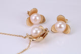 Flower Cubic Zirconia set Necklace and Earrings, Made from solid Sterling Silver, 18ct Yellow Gold Plated