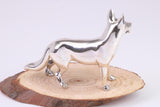 Standing Alsatian Miniature Figurine, Made from Cast 925 Grade Sterling Silver with British Hallmark