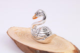 Swan Miniature Figurine, Made from Cast 925 Grade Sterling Silver with British Hallmark