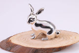 Rabbit Miniature Figurine, Made from Cast 925 Grade Sterling Silver with British Hallmark