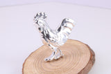 Large Standing Rooster Figurine, Made from Solid Cast 925 Grade Sterling Silver with British Hallmark