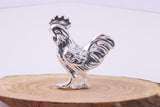 Large Standing Rooster Figurine, Made from Solid Cast 925 Grade Sterling Silver with British Hallmark
