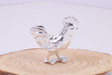 Large Standing Rooster Figurine, Made from Solid Cast 925 Grade Sterling Silver with British Hallmark