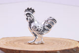 Large Standing Rooster Figurine, Made from Solid Cast 925 Grade Sterling Silver with British Hallmark