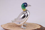 Duck Miniature Figurine, Made from Cast 925 Grade Sterling Silver with British Hallmark