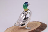 Duck Miniature Figurine, Made from Cast 925 Grade Sterling Silver with British Hallmark