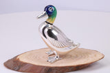 Duck Miniature Figurine, Made from Cast 925 Grade Sterling Silver with British Hallmark