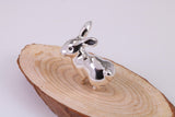 Small Rabbit Miniature Figurine, Made from Cast 925 Grade Sterling Silver with British Hallmark