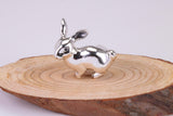 Small Rabbit Miniature Figurine, Made from Cast 925 Grade Sterling Silver with British Hallmark