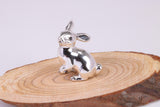 Small Rabbit Miniature Figurine, Made from Cast 925 Grade Sterling Silver with British Hallmark