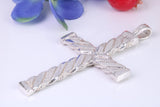 62 mm Long, Large Chunky Sterling Silver Cross, Made From Solid Cast Silver, Choice of Chain, British Hallmarked