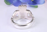Large and heavy Claddagh ring, made from solid cast silver, British hallmarked