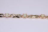 Natural Opal and Diamond set Bracelet, Made From Solid Yellow Gold, British Hallmarked, Luxury Gift Boxed