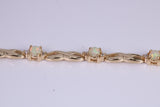 Natural Opal and Diamond set Bracelet, Made From Solid Yellow Gold, British Hallmarked, Luxury Gift Boxed