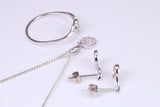 Natural Diamonds set Stud Earrings with matching Necklace and Ring, Made from Solid White Gold, With 16 Inch Long Chain